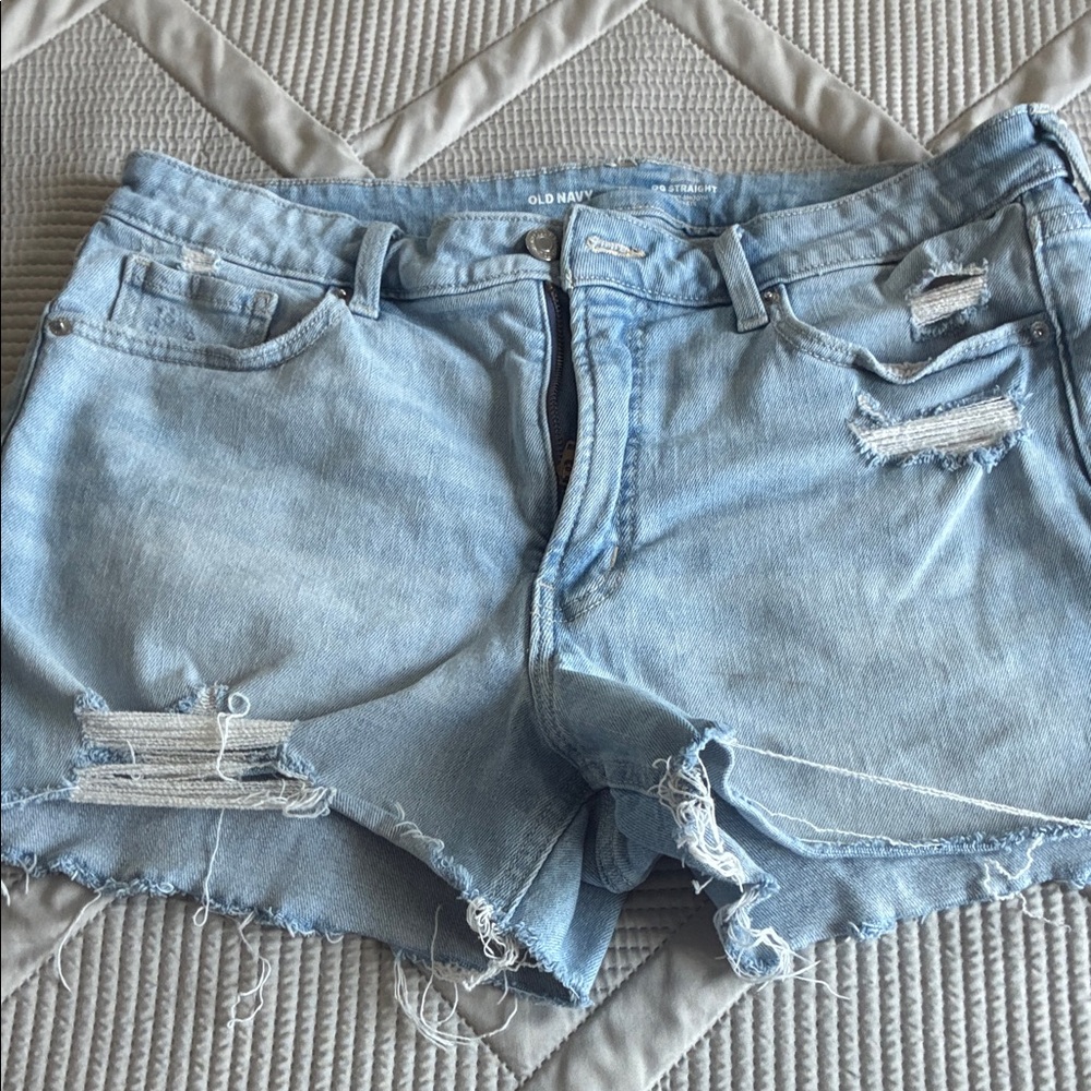 Old Navy Light Wash Distressed Denim Cutoff Shorts